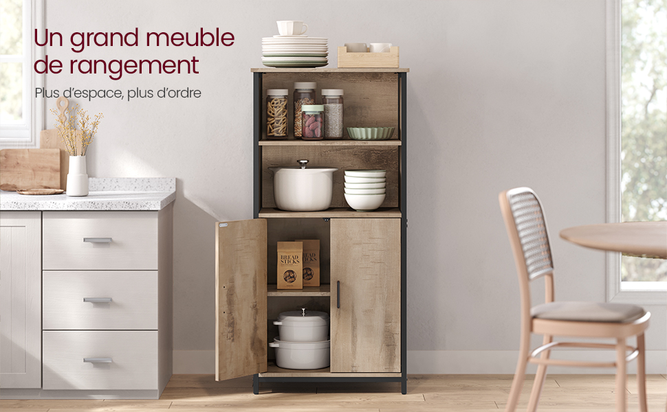 L'essentiel pour une cuisine moderne et fonctionnelle 3 Etagère de cuisine en bois clair avec 2 compartiments - Maison Déco Lumière