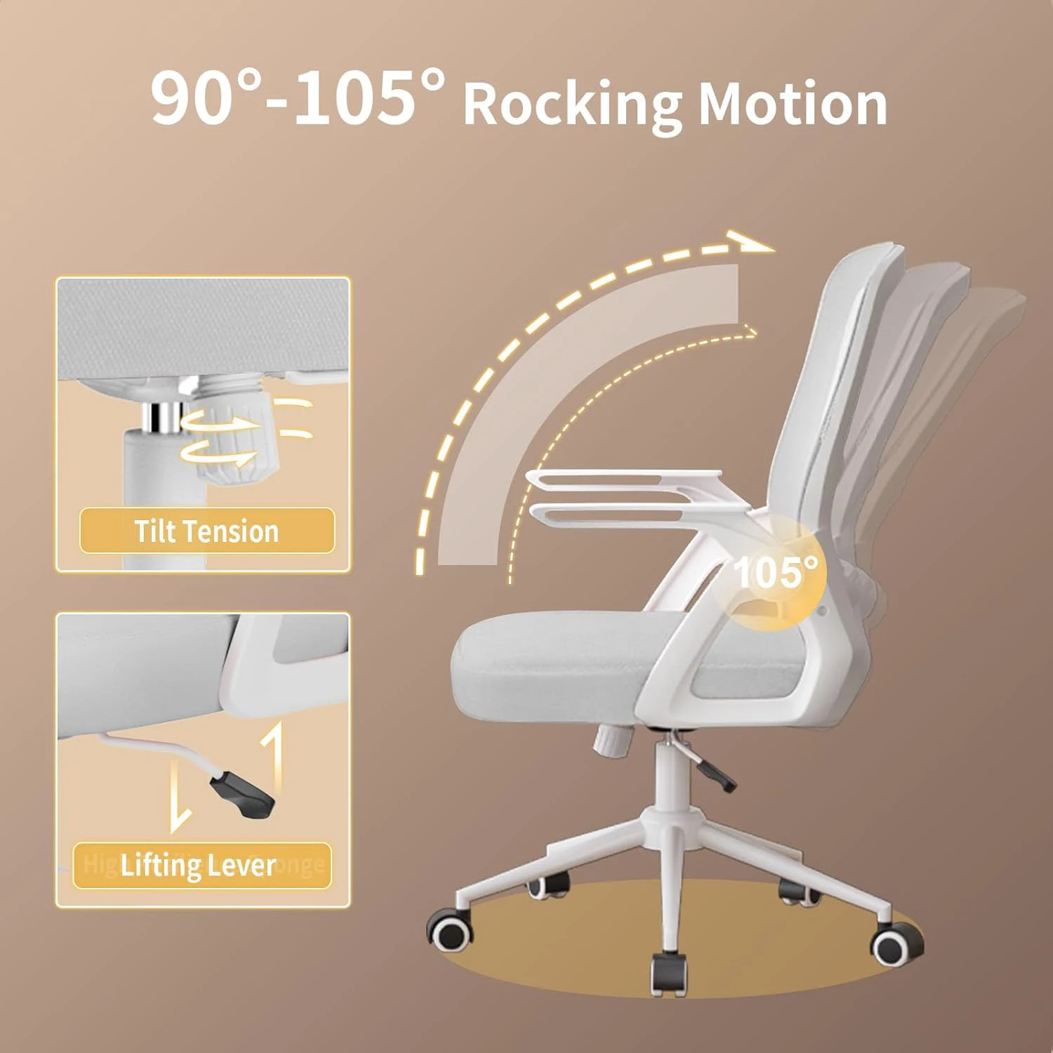Chaise de bureau ergonomique en maille avec bras rabattables - Maison Déco Lumière