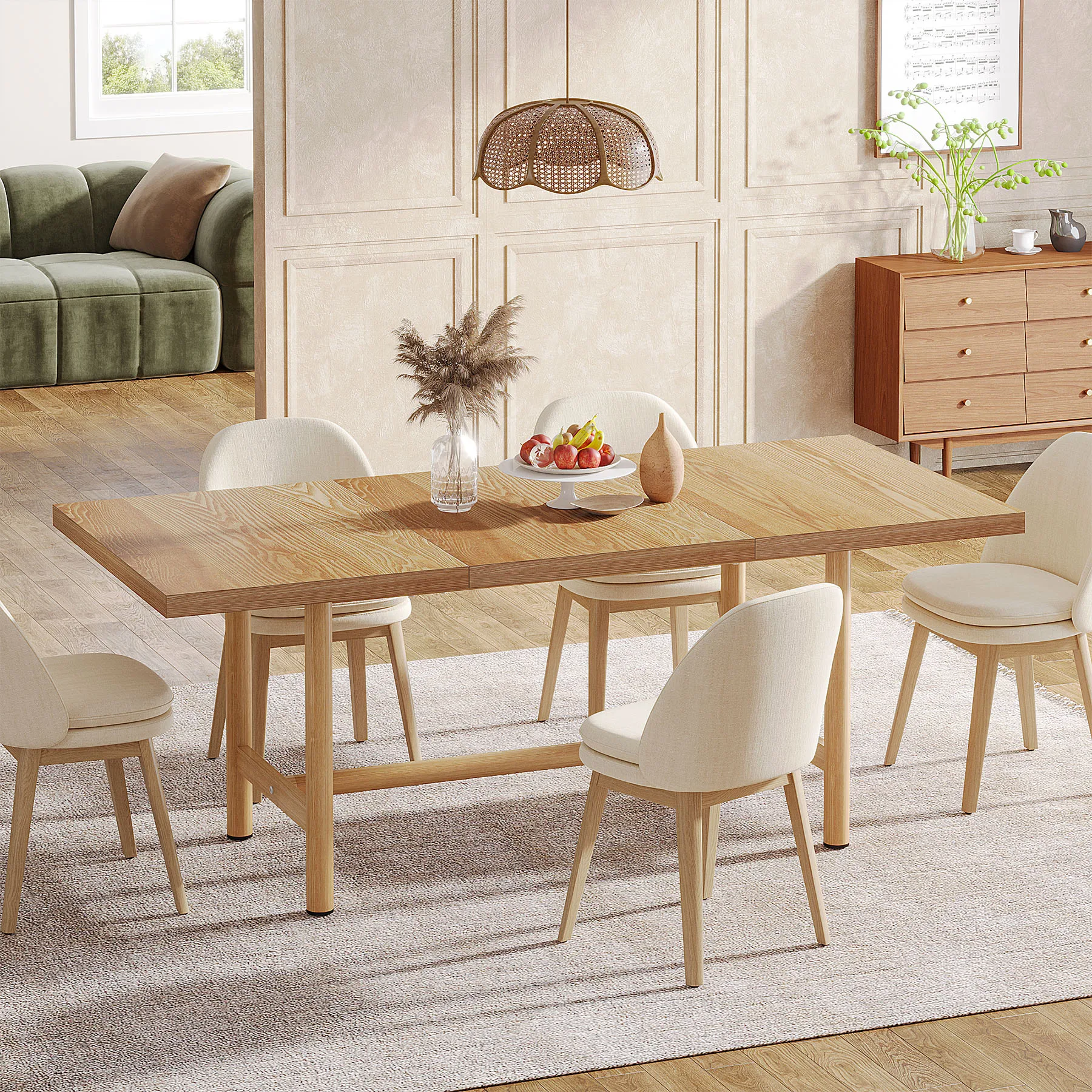 Table de salle à manger rectangulaire en bois - Maison Déco Lumière