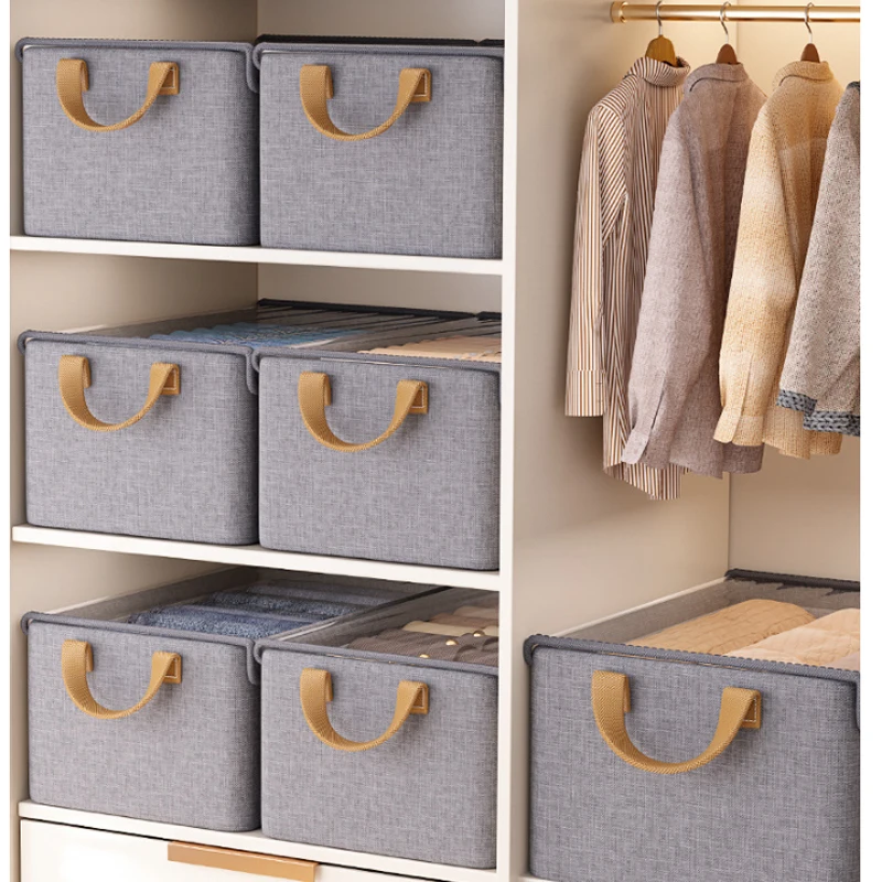 Panier de rangement pliable gris pour vêtements avec couvercle transparent - Maison Déco Lumière