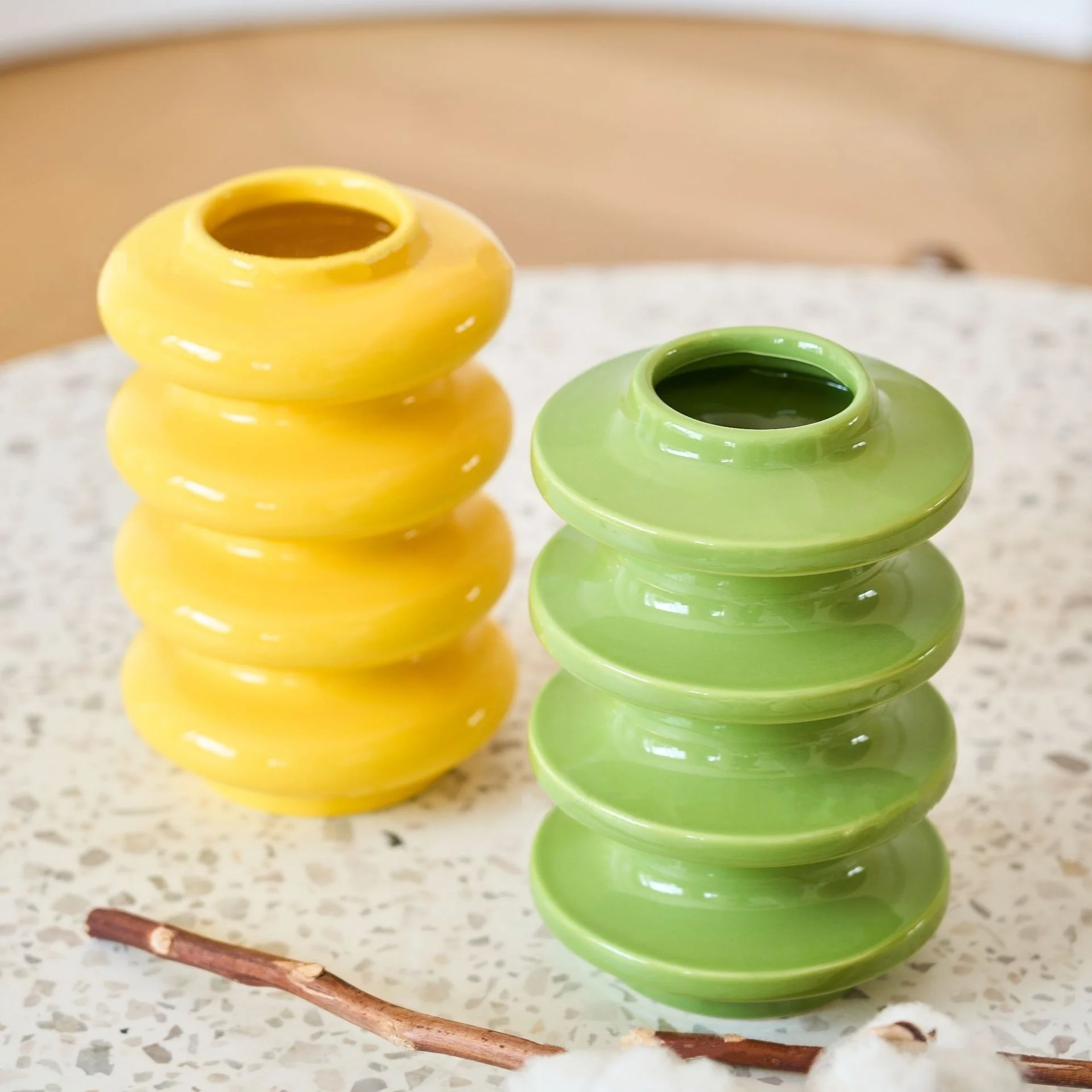 Vase à fleurs géométrique en céramique - Maison Déco Lumière