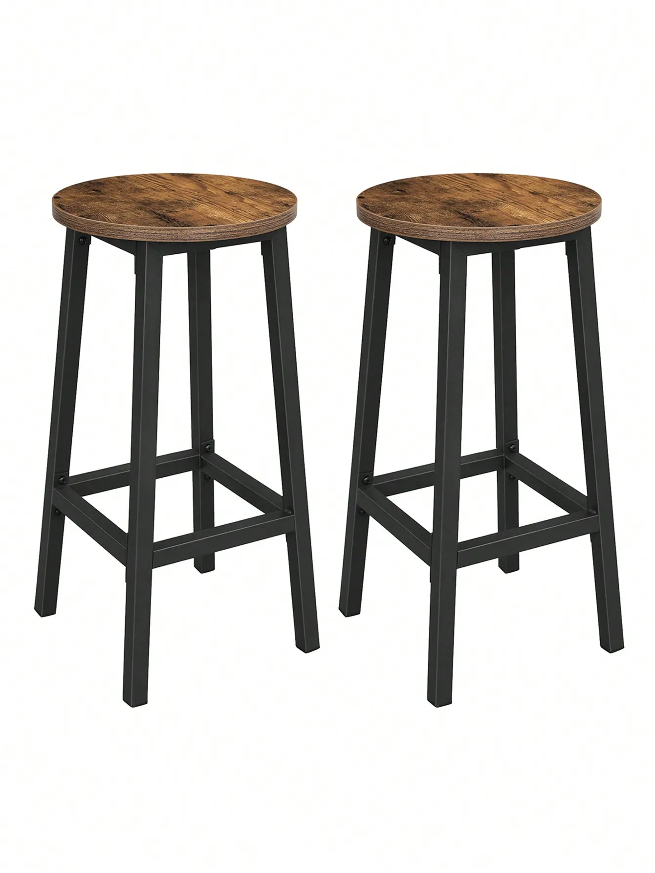 Lot de 2 tabourets de bar en bois et en acier - Maison Déco Lumière