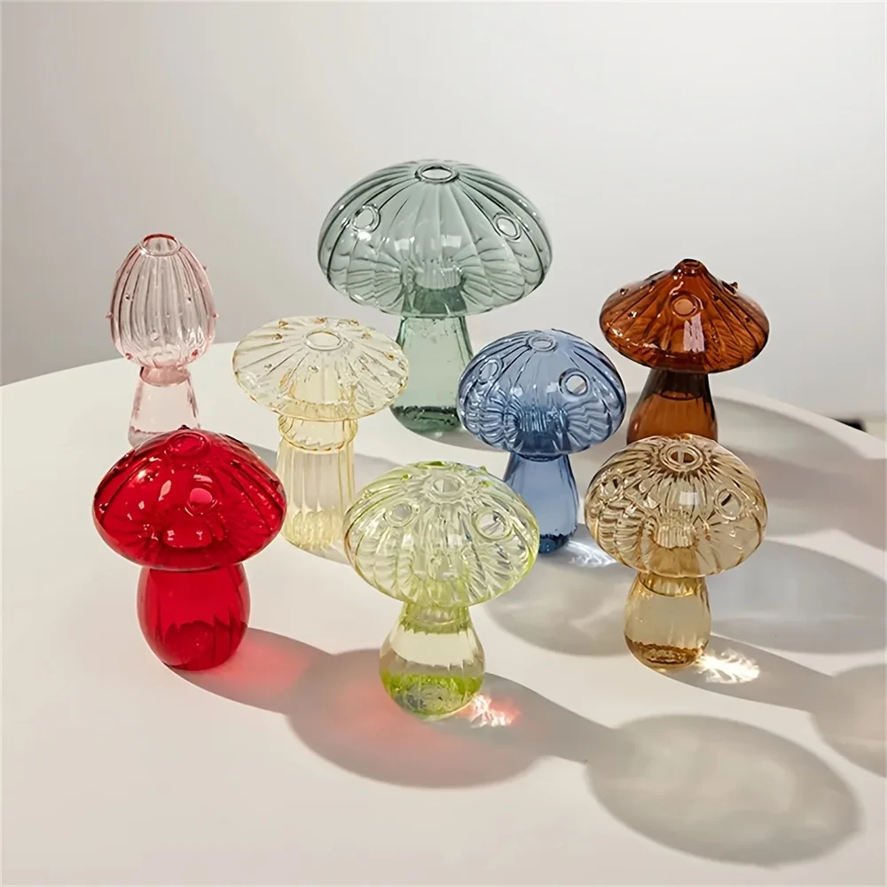 Vase en verre coloré en forme champignon - Maison Déco Lumière