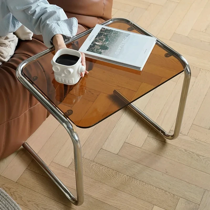 Table d'appoint transparente en acier inoxydable - Maison Déco Lumière