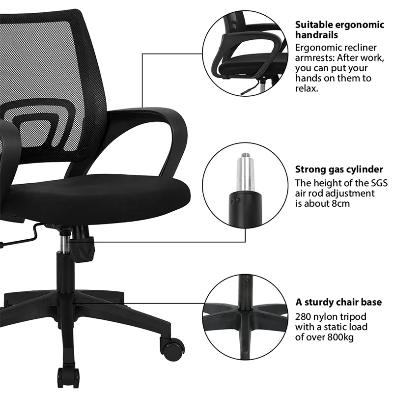 Chaise de bureau ergonomique avec acccoudoirs - Maison Déco Lumière