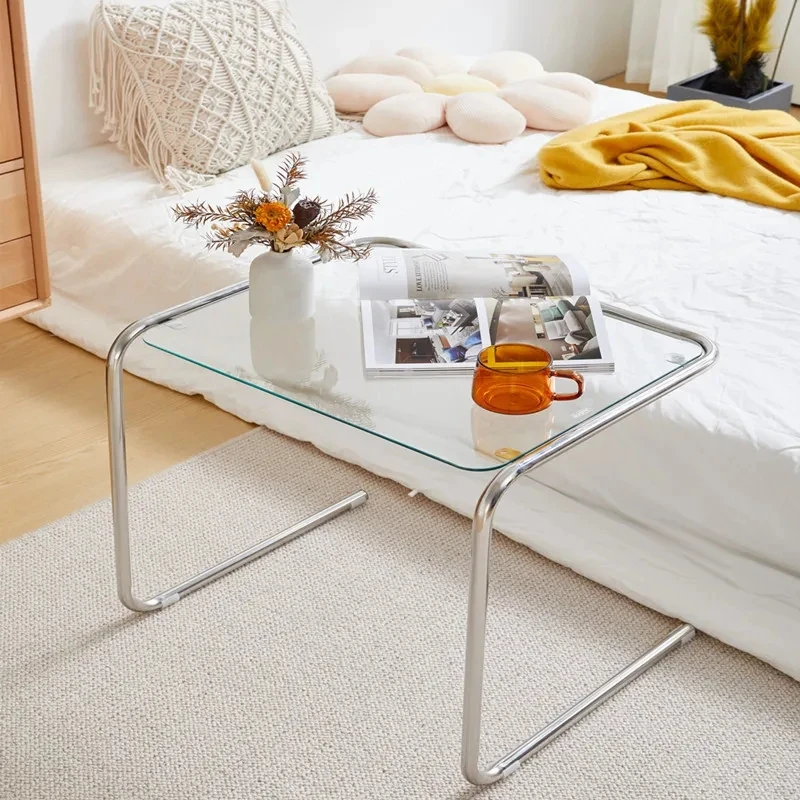 Table d'appoint transparente en acier inoxydable - Maison Déco Lumière