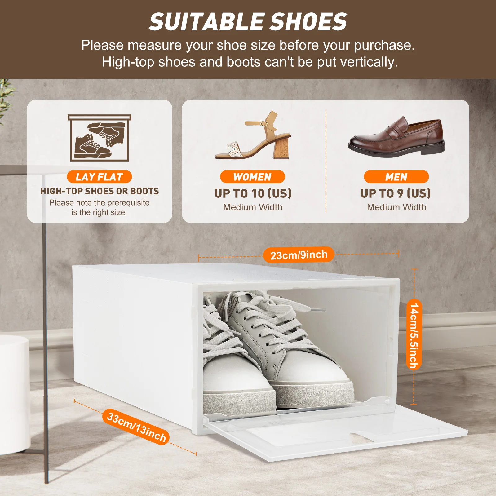 Lot de 20 boîtes à chaussures pliables en plastique transparent - Maison Déco Lumière