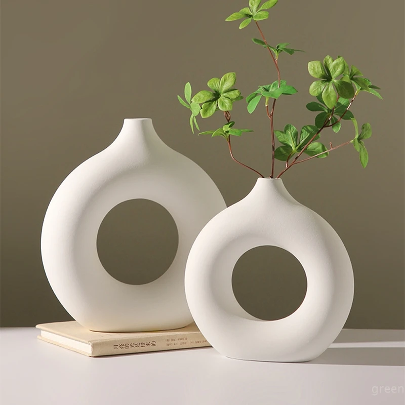 Vase blanc en forme de donut - Maison Déco Lumière