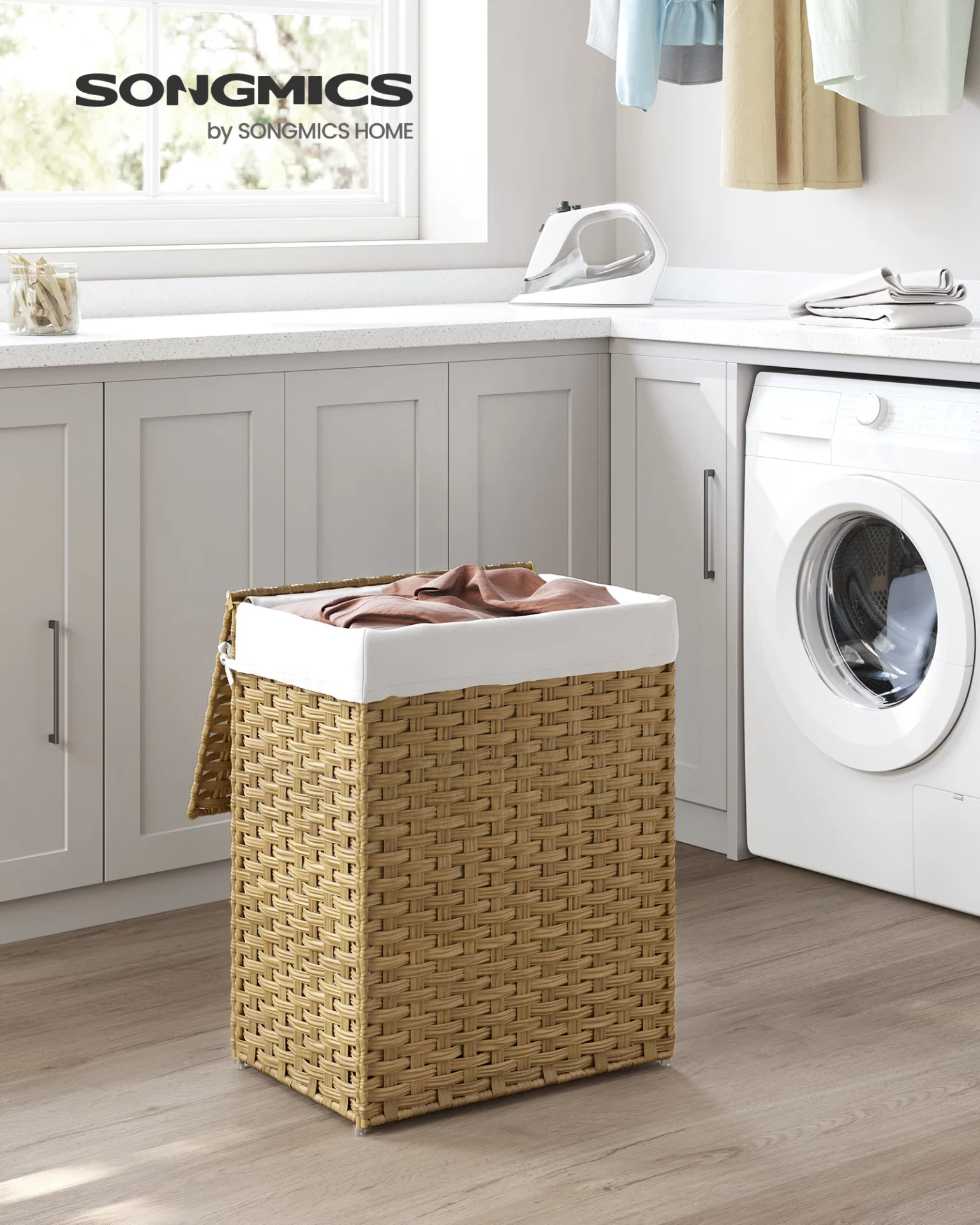 Panier à linge tressé de 90 L - Maison Déco Lumière