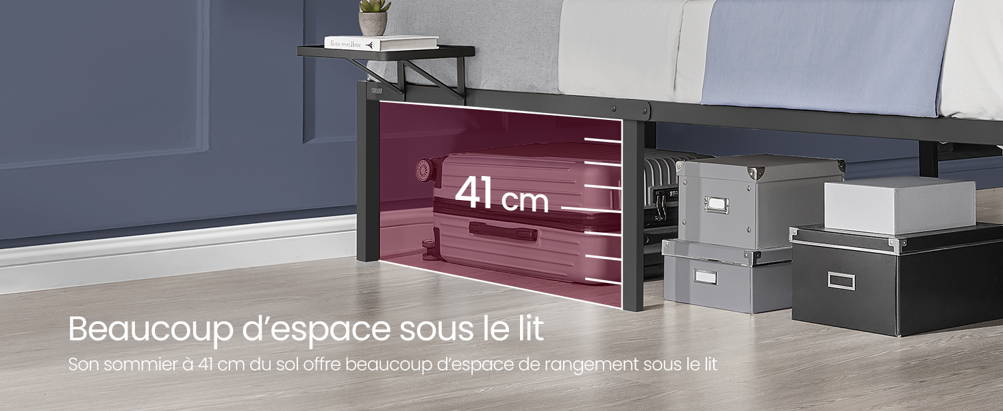 Cadre de lit en métal pour 1 personne (90x190 cm) - Maison Déco Lumière Cadre de lit en métal pour 1 personne (90x190 cm) - Maison Déco Lumière