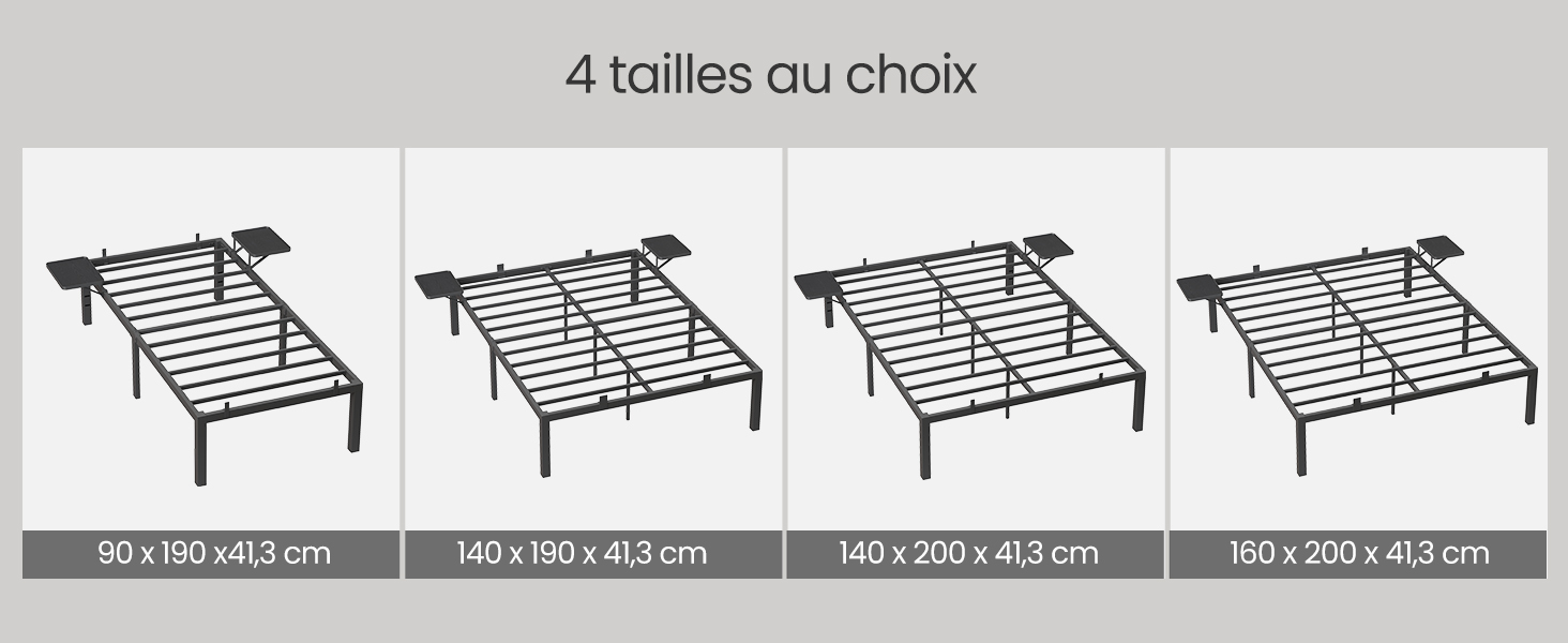 Cadre de lit en métal pour 1 personne (90x190 cm) - Maison Déco Lumière Cadre de lit en métal pour 1 personne (90x190 cm) - Maison Déco Lumière