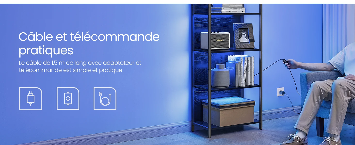 Etagère en acier de 6 étages avec LED RGB - Maison Déco Lumière