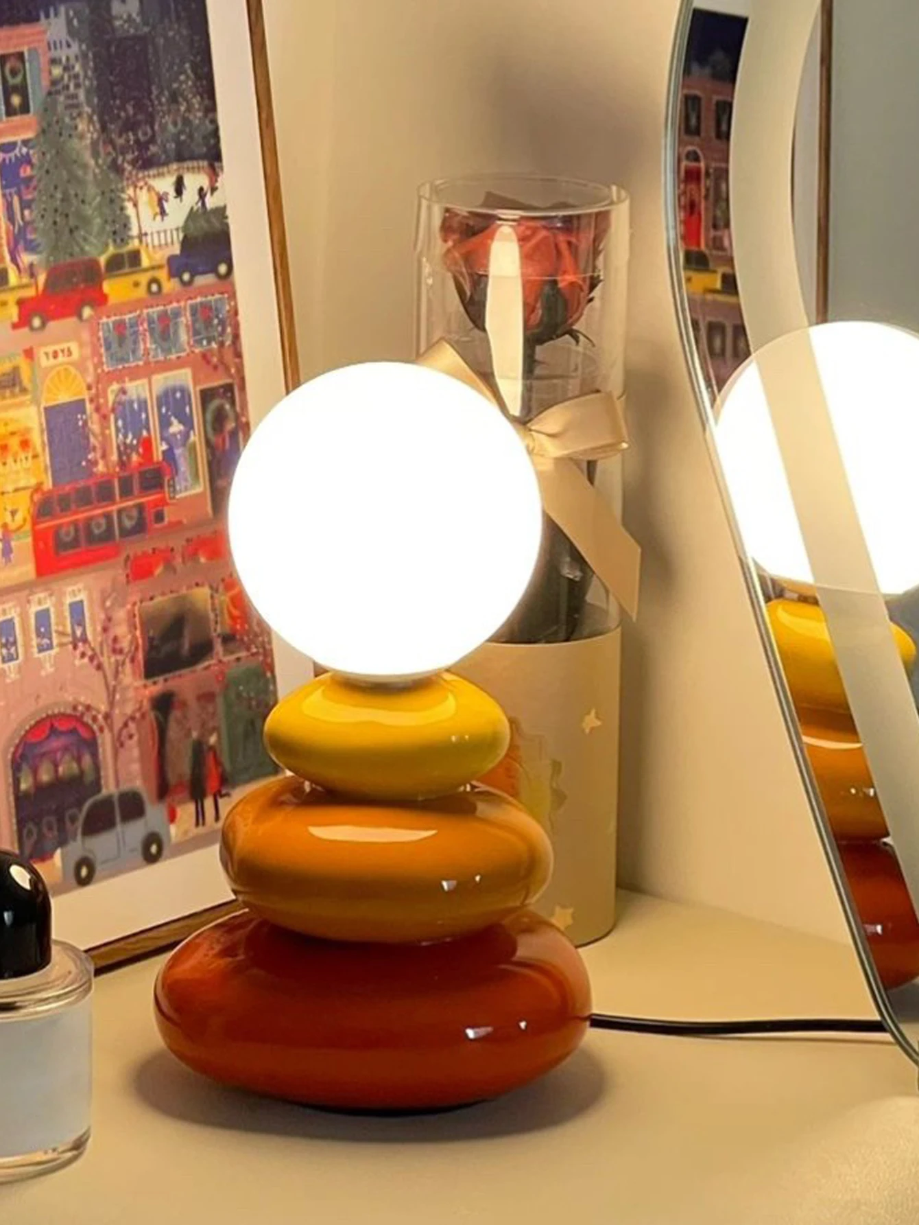 Lampe de galets empilés en céramique - Maison Déco Lumière