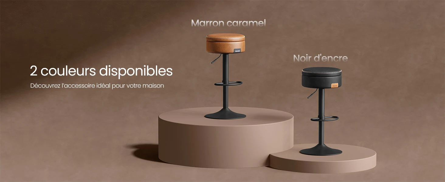 Tabouret de bar pivotant en cuir marron - Maison Déco Lumière