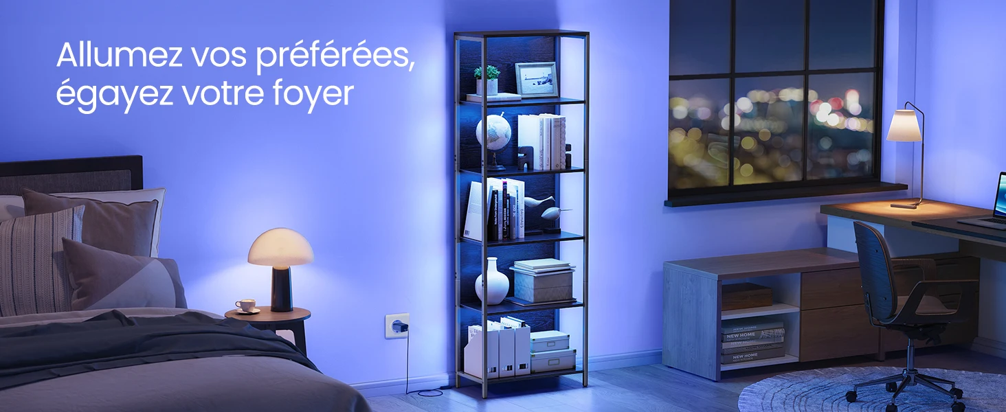 Etagère en acier de 6 étages avec LED RGB - Maison Déco Lumière