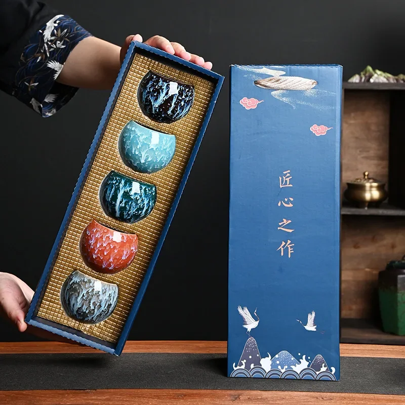 Coffret de 5 tasse à thé en porcelaine de Chine - Maison Déco Lumière