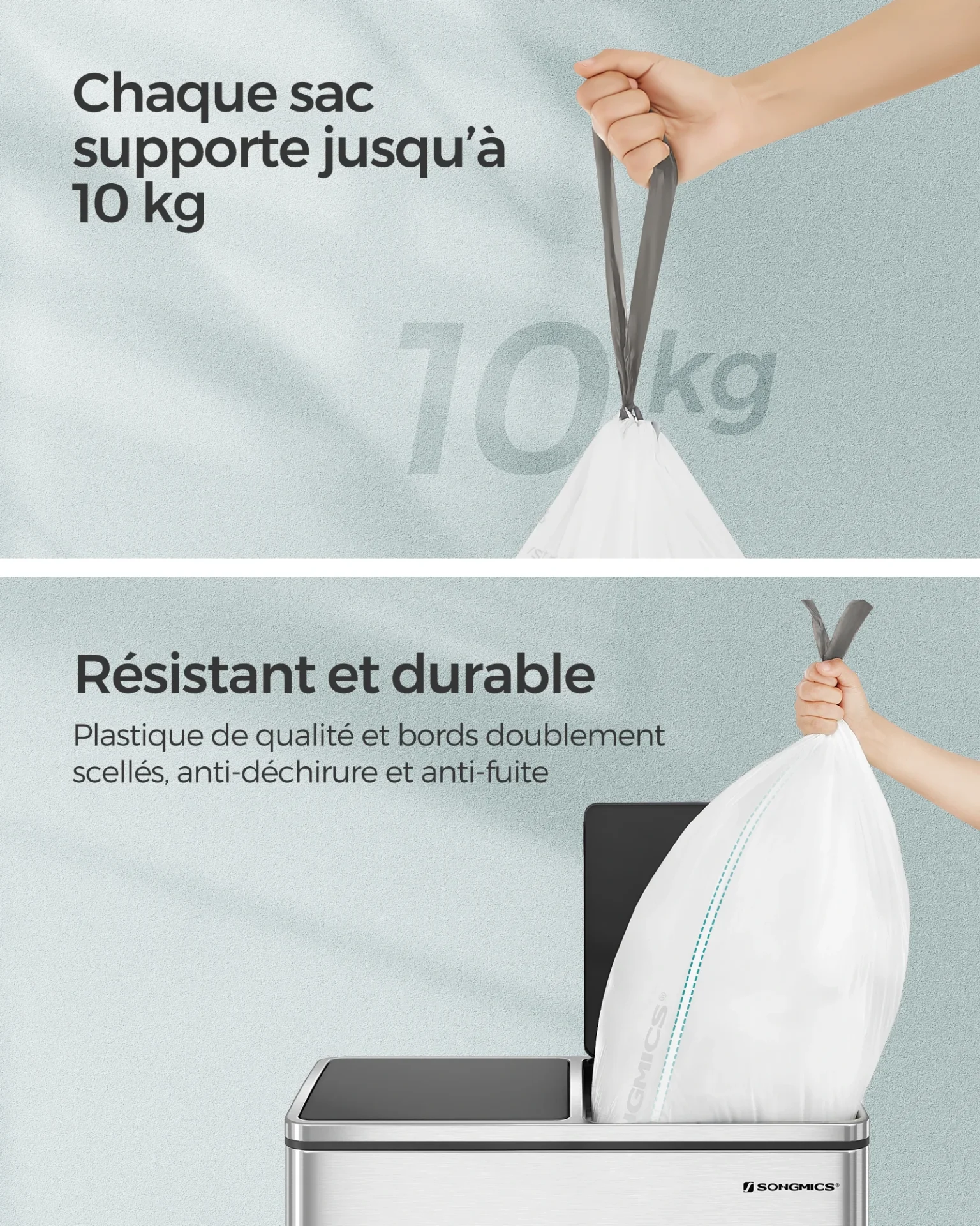 Poubelle double électrique en acier inoxydable 60 L (2x30L) - Maison Déco Lumière
