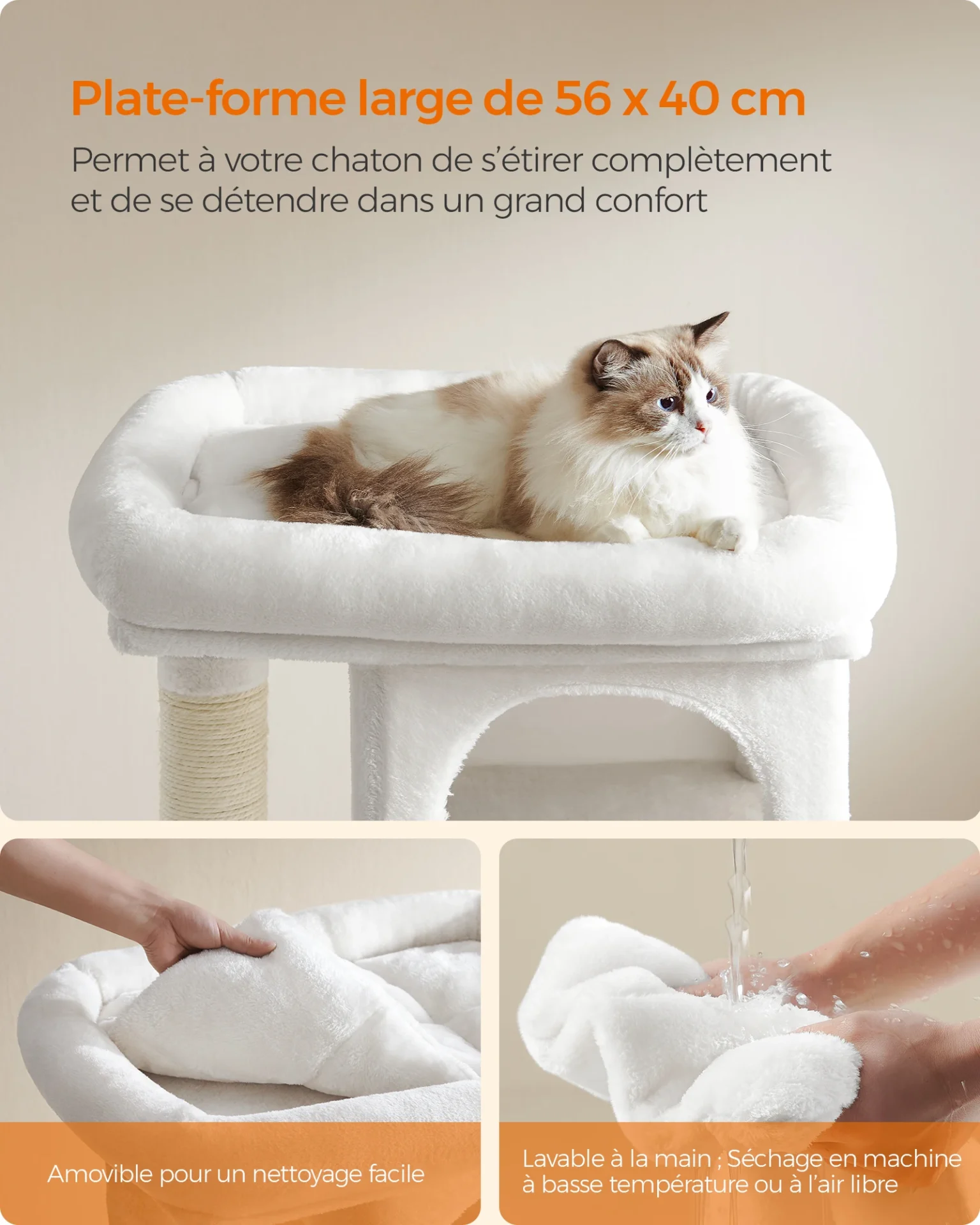 Arbre à chat blanc double niche (84 cm) - Maison Déco Lumière