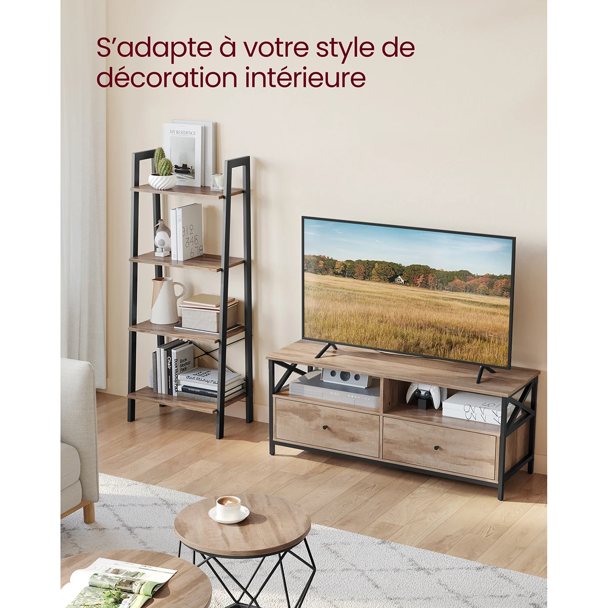 Meuble TV de 120 cm, 40x120x50 cm - Maison Déco Lumière