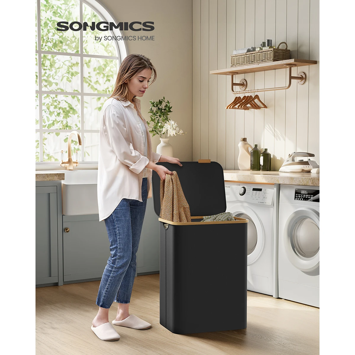 Sac de linge à 2 compartiements - 130 L - Maison Déco Lumière