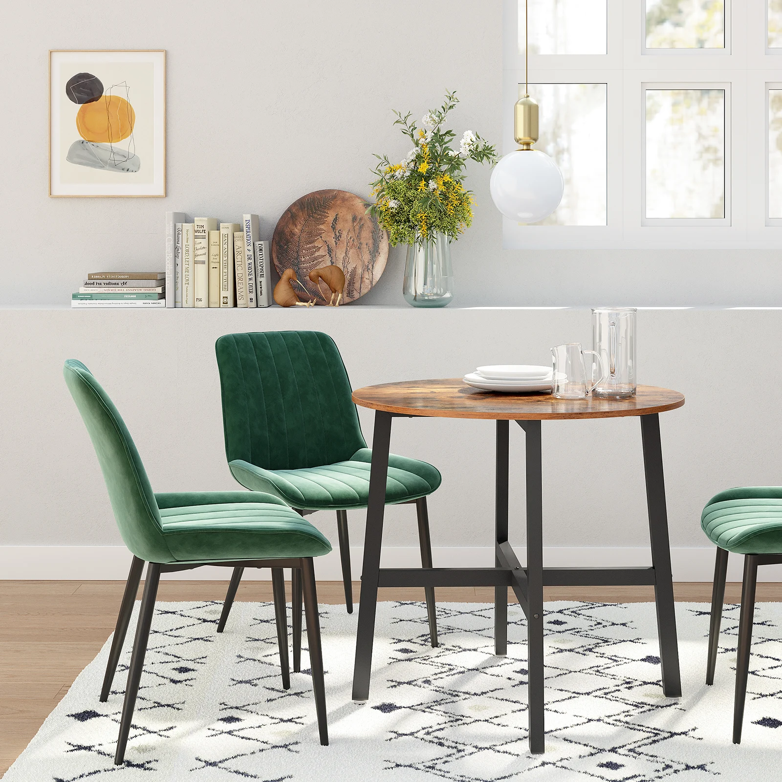 Table à manger ronde en bois style industriel - Maison Déco Lumière