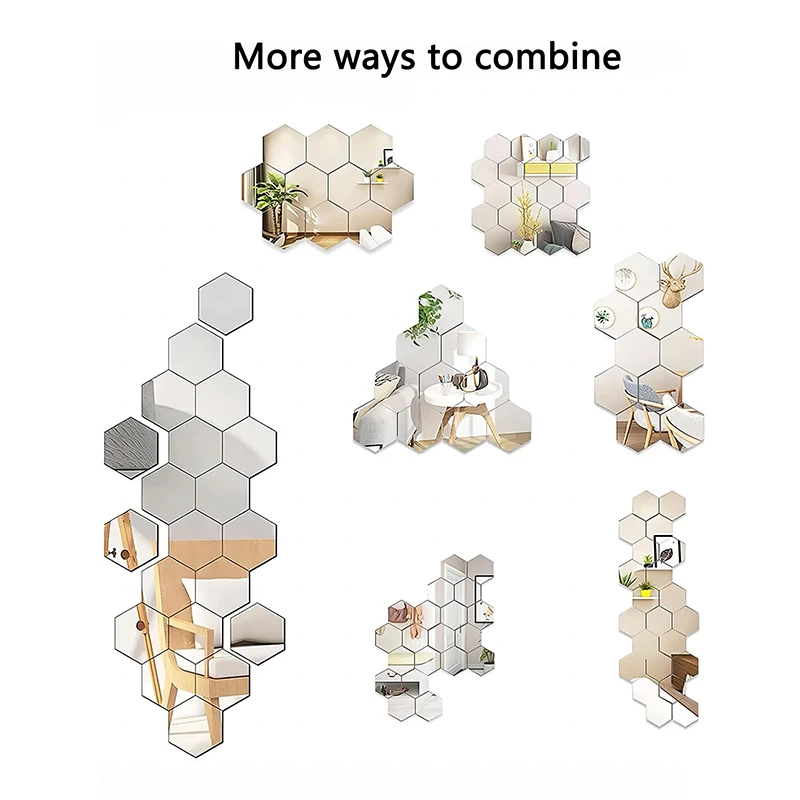 Miroir mural autocollant (45 pièces) - Maison Déco Lumière