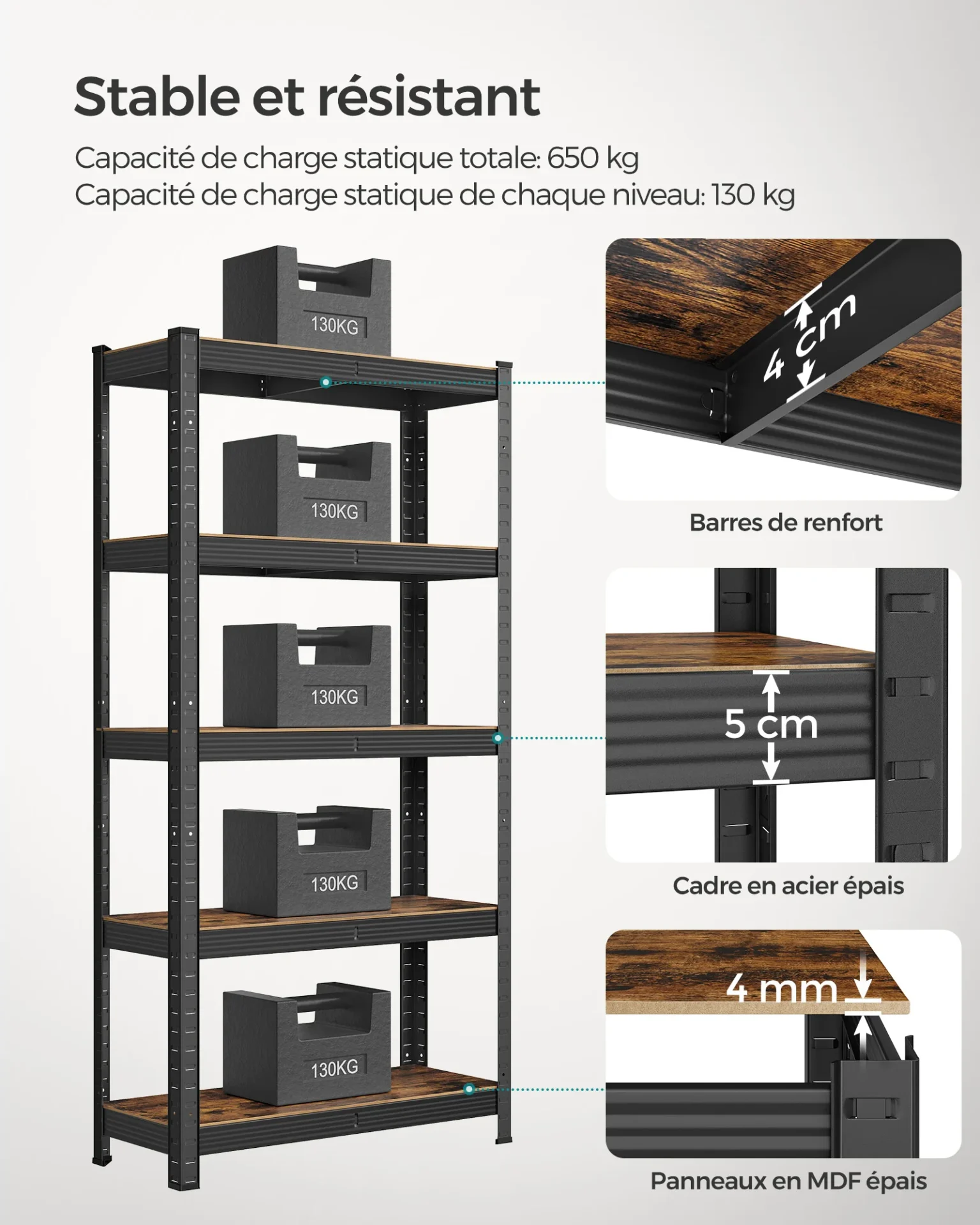 Étagère à 5 étages style industriel - Maison Déco Lumière