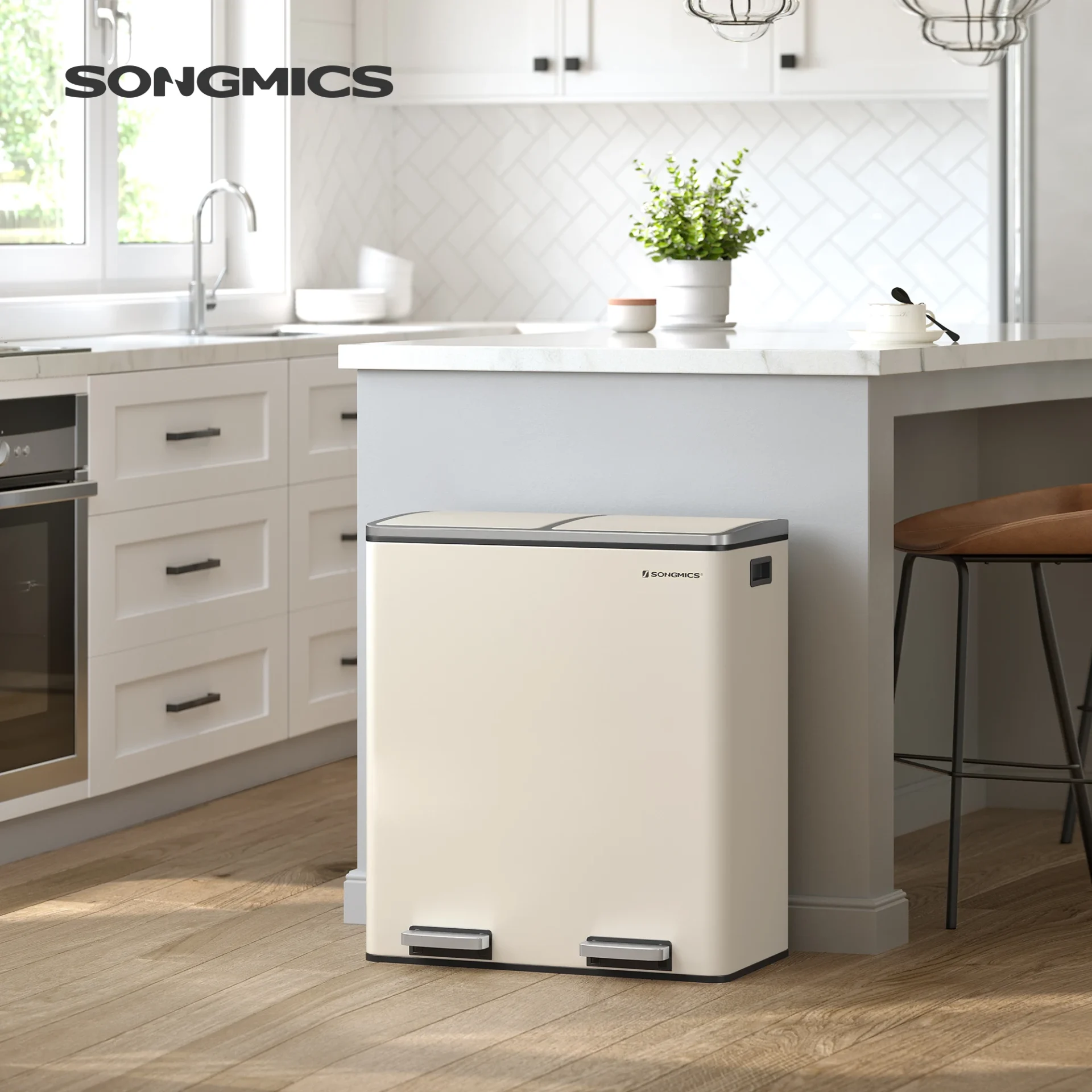 Poubelle double compartiment 2 x 30 L - Maison Déco Lumière