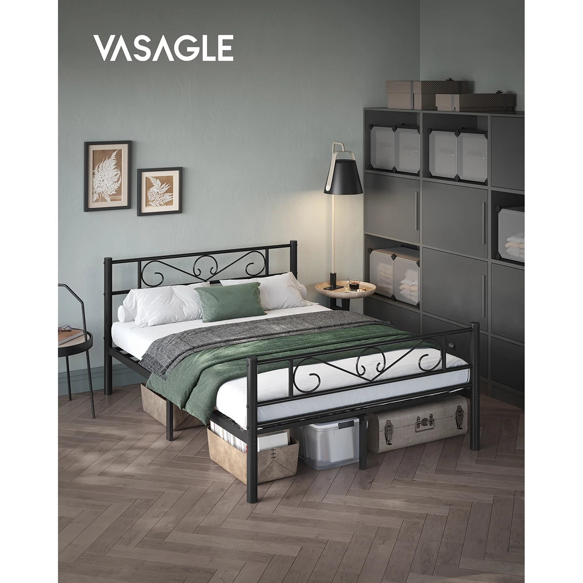 Lit en métal pour 2 personnes (140x190 cm) - Maison Déco Lumière