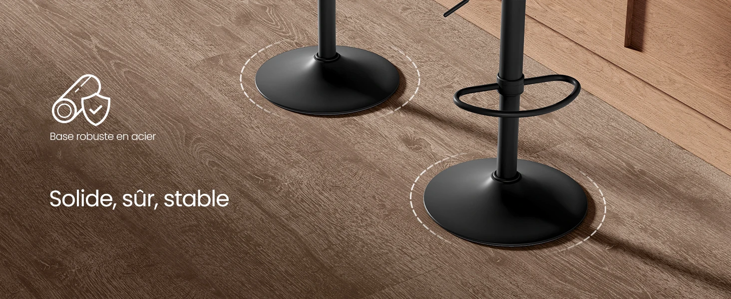 Tabouret de bar pivotant en cuir marron - Maison Déco Lumière