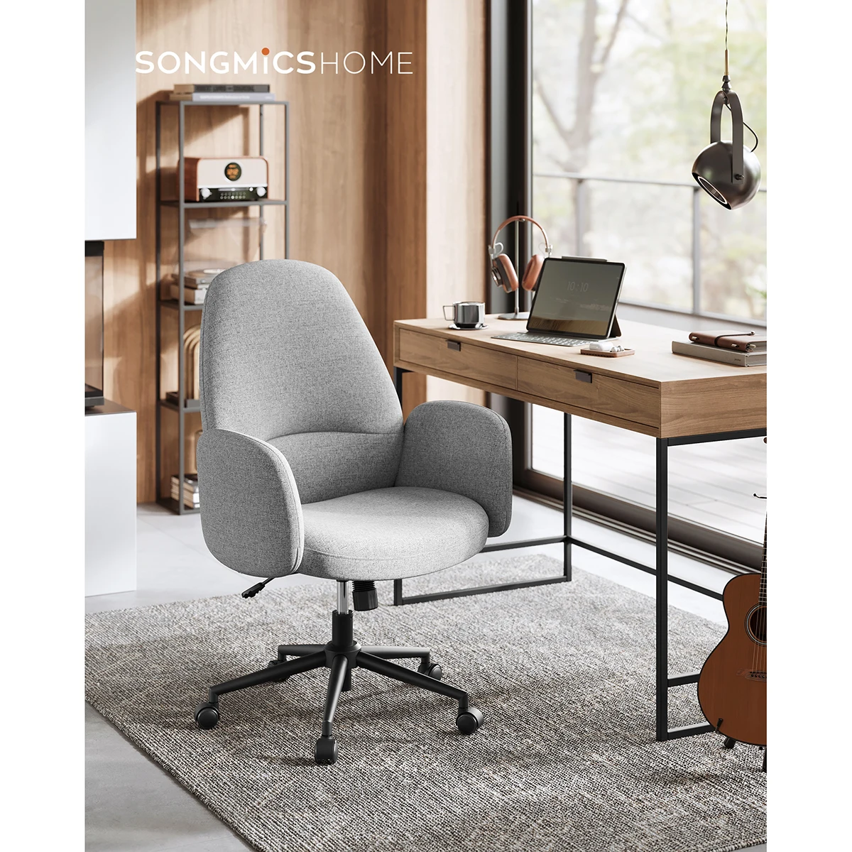 Fauteuil ergonomique de bureau en tissu avec accoudoirs - Maison Déco Lumière