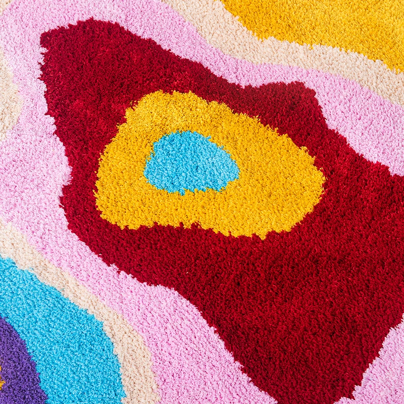 Y2K – tapis rond coloré à rainures psychédéliques, fait à la main, pour salon et chambre à coucher, rétro, en peluche, Art abstrait - Maison Déco Lumière Y2K – tapis rond coloré à rainures psychédéliques, fait à la main, pour salon et chambre à coucher, rétro, en peluche, Art abstrait - Maison Déco Lumière
