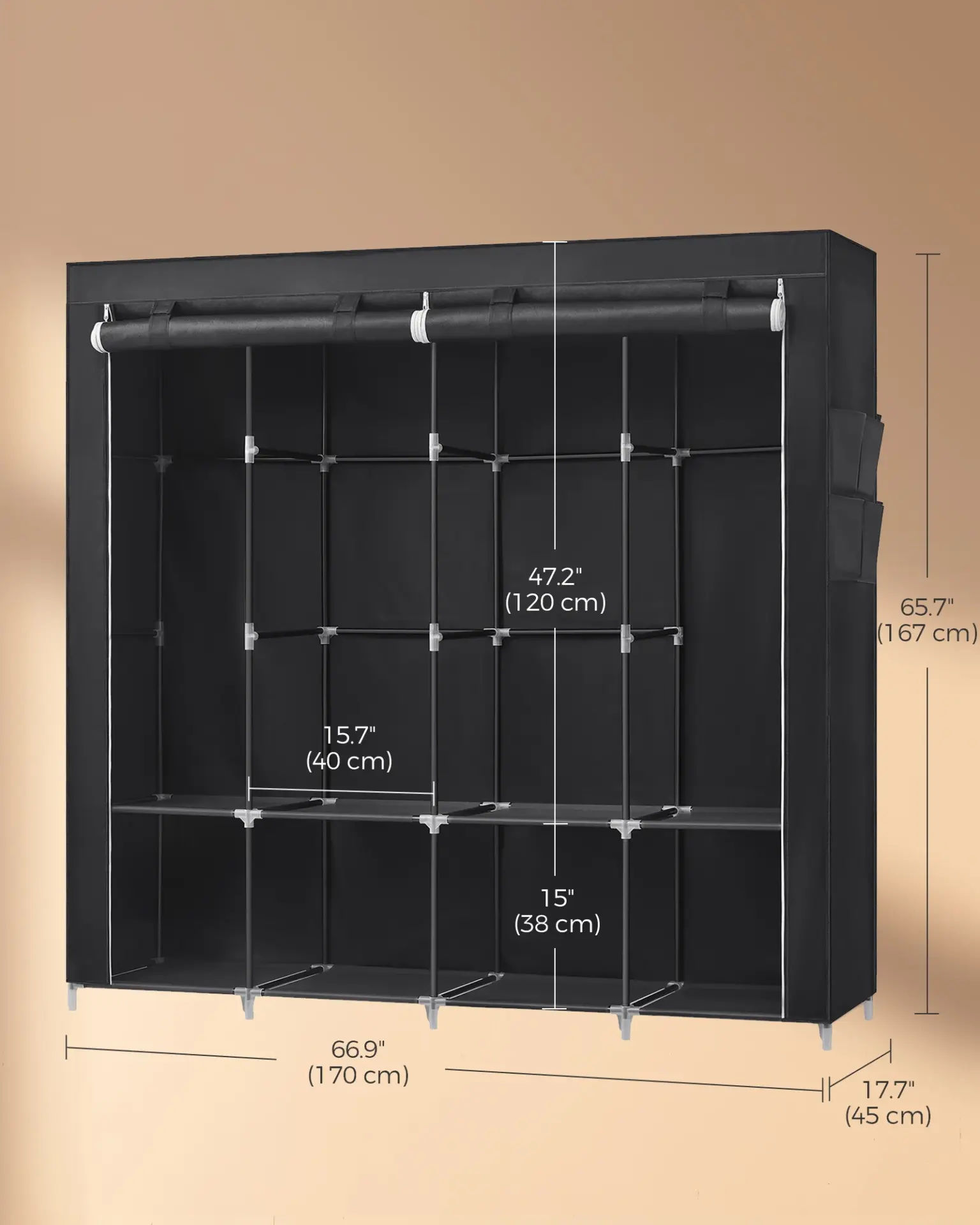 Armoire penderie, 45x170x167 cm - Maison Déco Lumière