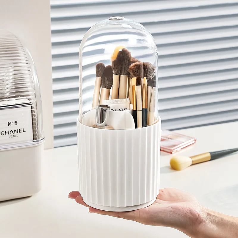 Porte-pinceau de maquillage avec couvercle rotatif à 360 ° - Maison Déco Lumière