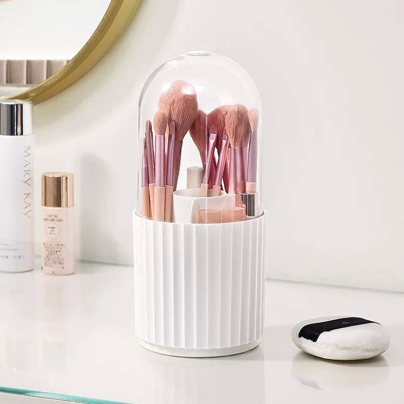 Porte-pinceau de maquillage avec couvercle rotatif à 360 ° - Maison Déco Lumière